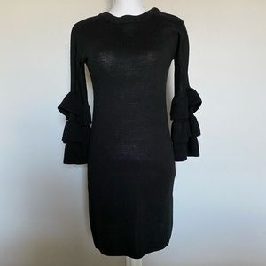 Ruffle sleeve sweater dress